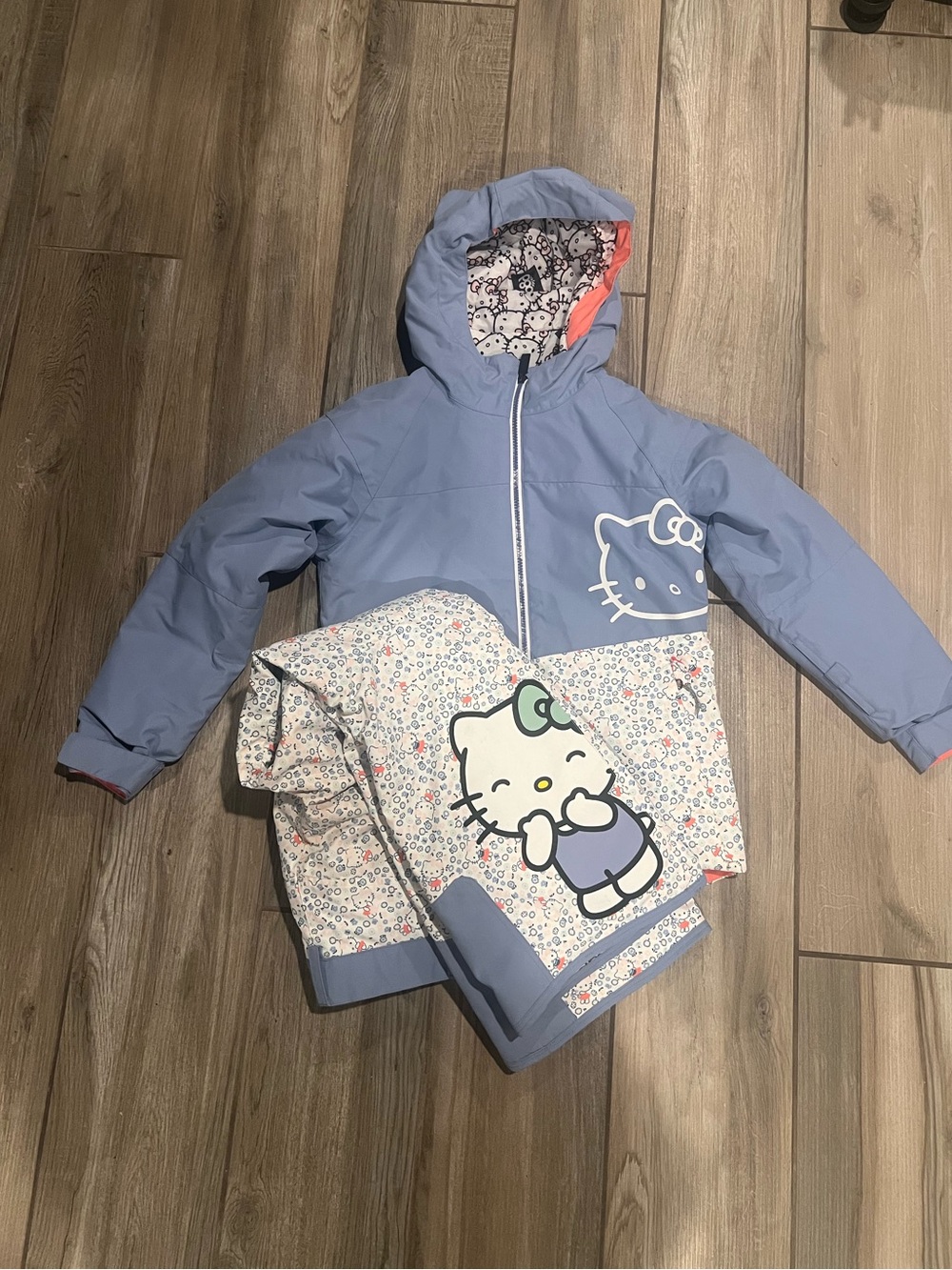 686 Kids Blue and White Hello Kitty Hooded Ski Outfit